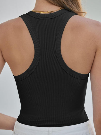 ANRABESS Womens Sleeveless Square Neck Tank Tops Summer Racerback Workout Top Ribbed Knit Slim Fit Basic 2026 Casual Clothes Black Medium