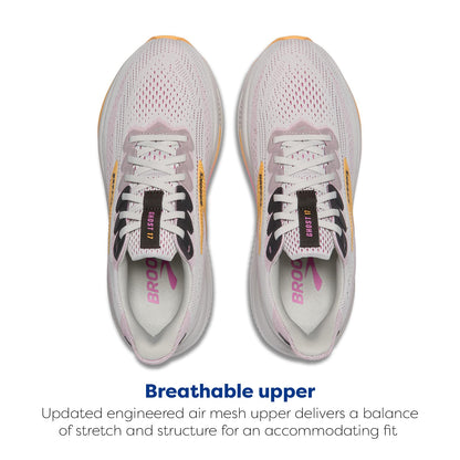 Brooks Women’s Ghost 17 Neutral Running Shoe - Oyster/Apricot/Pink - 6.5 Narrow