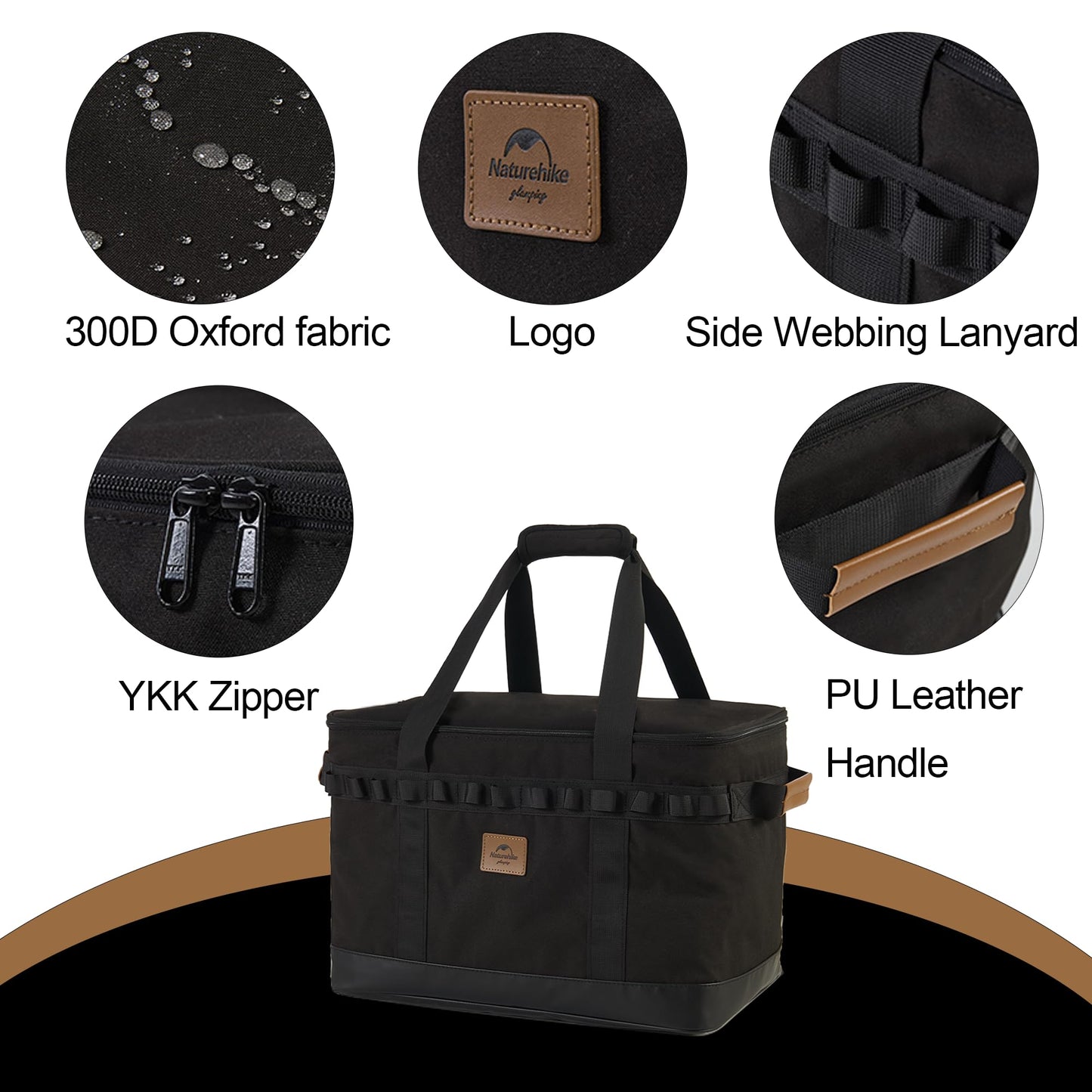 Naturehike 36L Camping Organizer,300D Waterproof Camping Storage for Camping Cooking Utensils and Camping Cookware,with Hard Bottom,with Removable partition for Camping,RV,Hiking