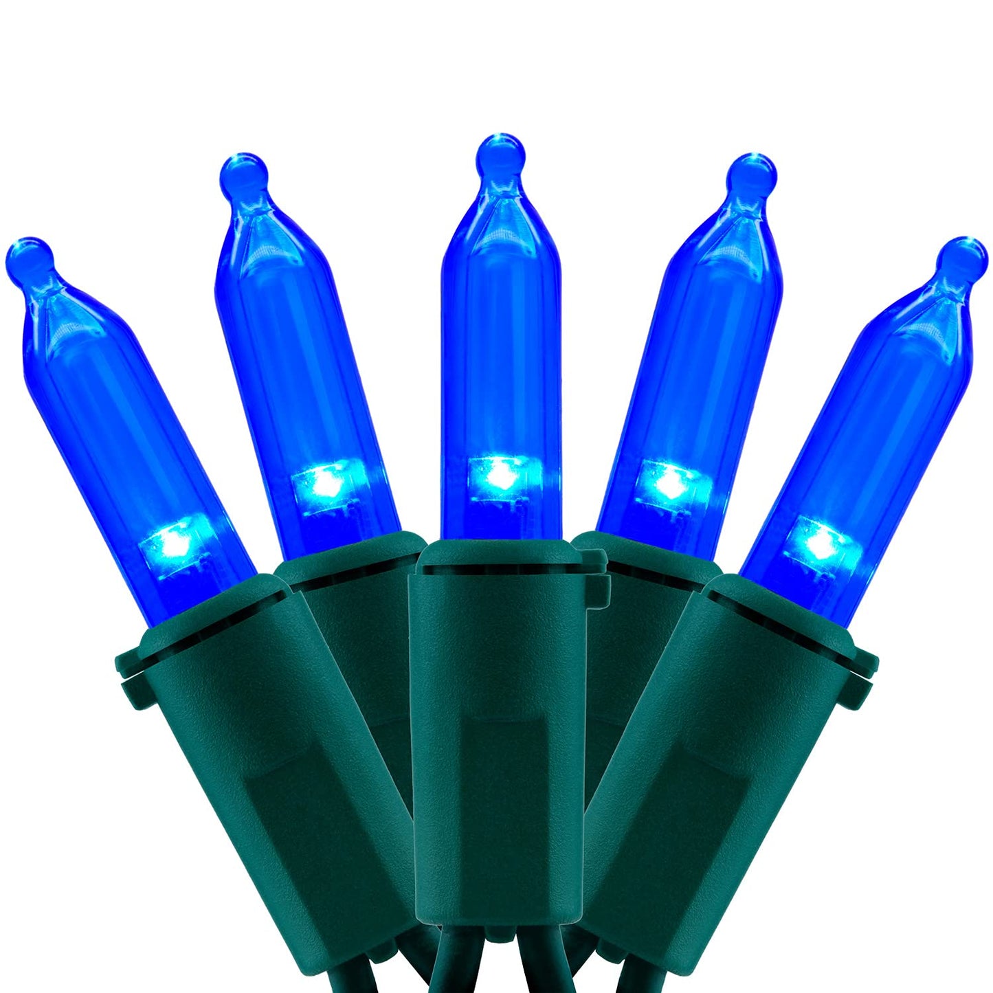 YULETIME 200 Blue LED Christmas Lights, 66 ft Green Wire UL String Light