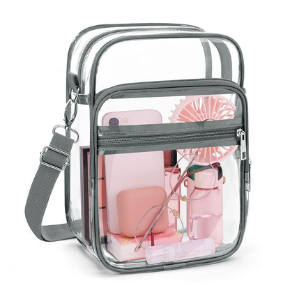 Blvornl Clear Crossbody Bag with Adjustable Shoulder Strap, Stadium Approved PVC Purse Bag, Messenger Bag