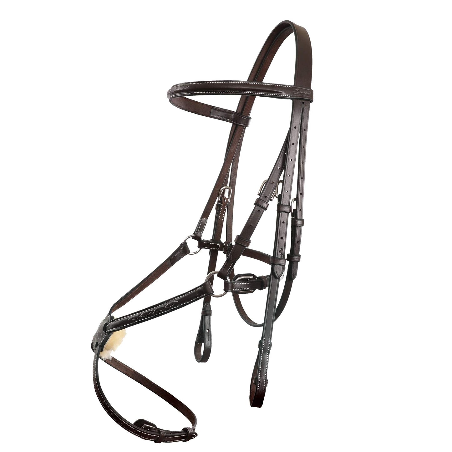 Exion Figure 8 Horse Bridle with Leather Laced Reins | English Jumping Bridle with Figure 8 Noseband | Black, Brown Equestrian Bridle for Horses, Cob, Pony & Oversize