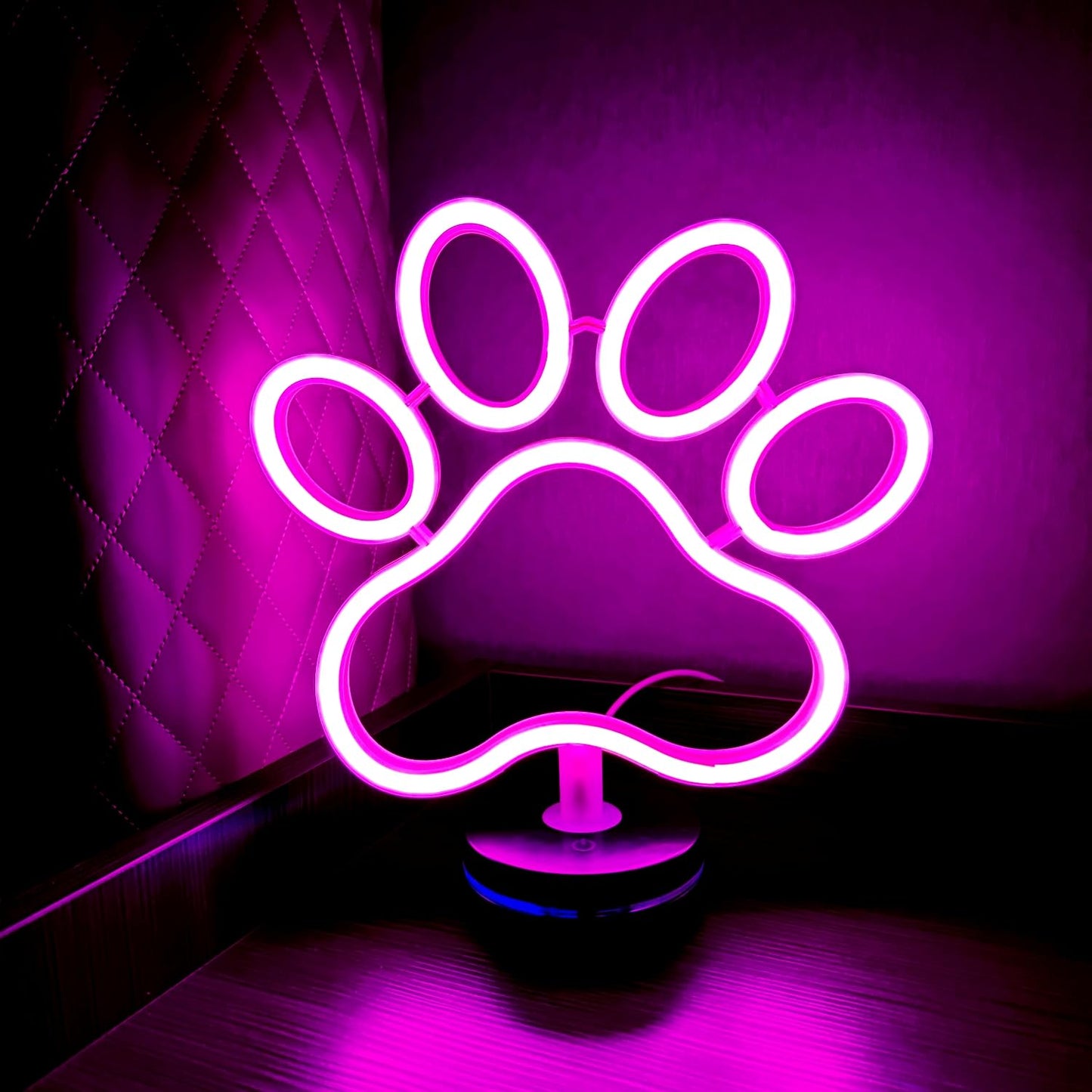 Dog Paw Neon Sign Lamp with Standable Base and Touchable Switch, USB or 5 AA Battery Powered LED Custom Neon Dog Signs for Bedroom Wall and Room Decor, Man Cave Party, Birthday Christmas Gift