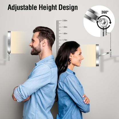 Lighted Makeup Mirror, Rechargeable Height Adjustable Double Sided, 1x/10x Magnifying with 3 Color, Brightness Adjustable, 360° Rotation Vanity, Gift for Women