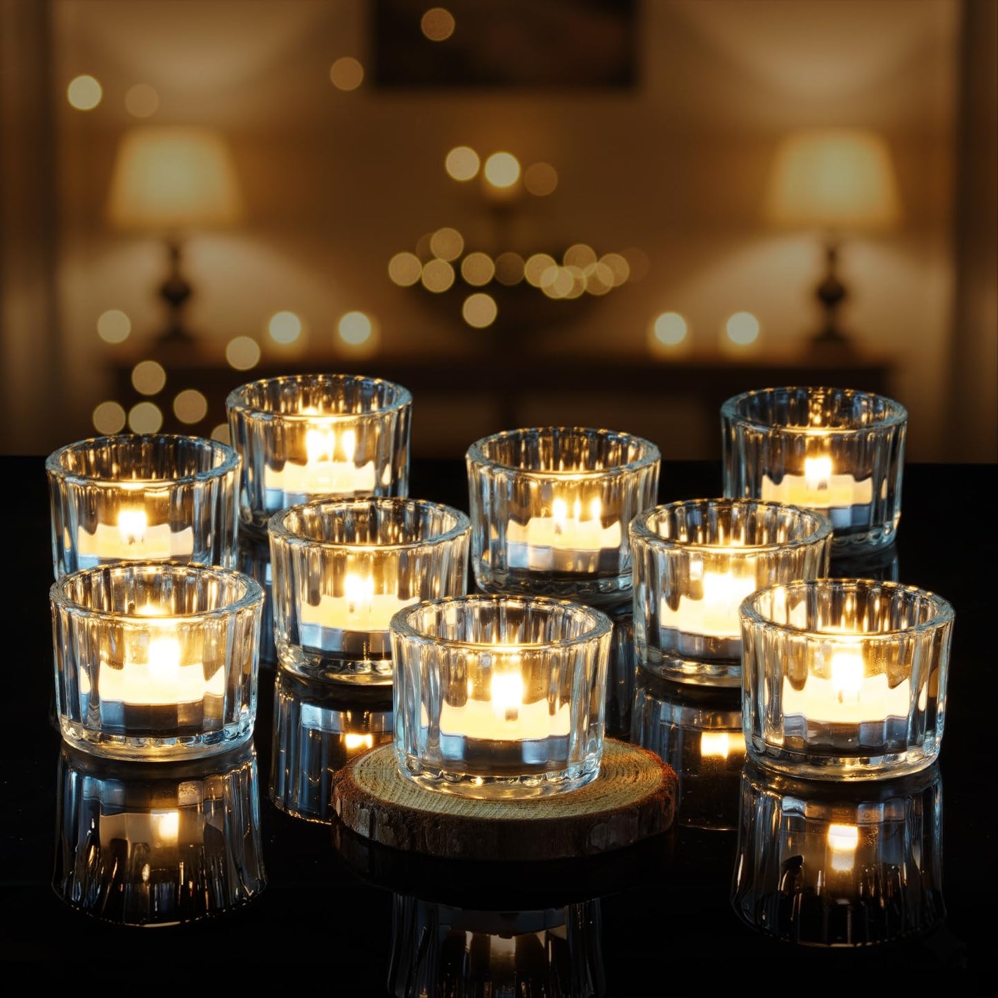 Homemory 24 Pcs Tealight Candle Holders, Clear Votive Candle Holders, Glass Candle Holder for Table Centerpiece, Wedding, Baby Shower, Birthday, Party, Halloween, Christmas