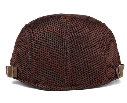 DIYDECAL Mens Breathable Mesh Summer Hat Adjustable Newsboy Beret Ivy Cap Cabbie Flat Cap Brown