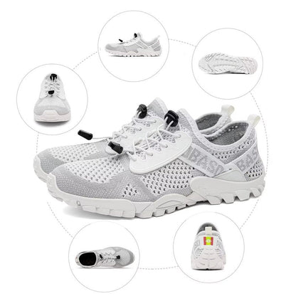 SOBASO Women's Aqua Water Shoes Men Quick-Drying Hiking Beach River Sports Shoes for Pool Surf Swim Yoga All White