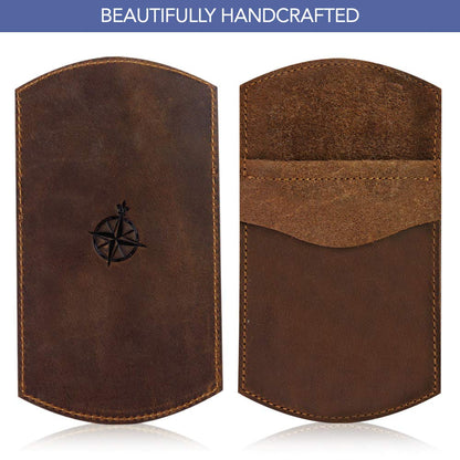 Wanderings Genuine Leather Pocket Protector - 3.5" x 6.25" - Handmade Leather Pen and Pencil Pocket Pouch Organizer for Office and Home - Pocket Pen Holder, Tool Pouch