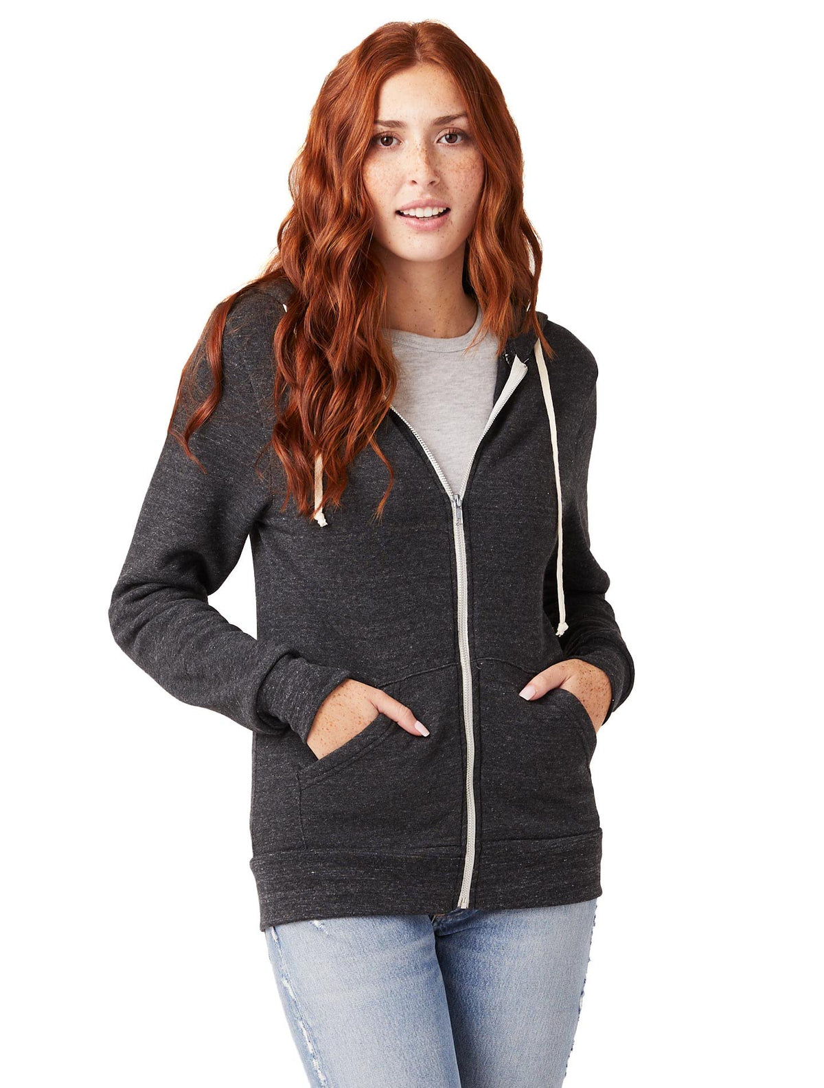 Alternative Men's Rocky Fleece Zip Hoodie, Eco Black, Large