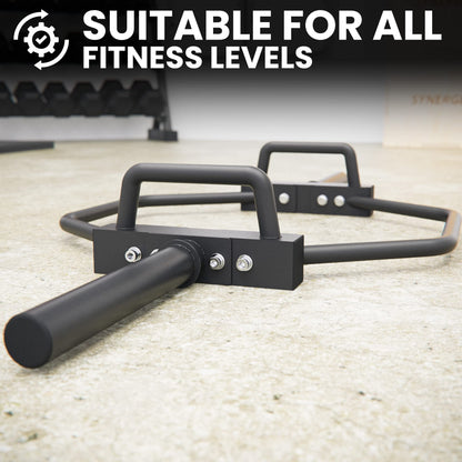 Synergee 7kg Black Olympic Hex Barbell Trap Bar with Standard Height Handles for Squats, Deadlifts, Shrugs and Power Pulls. 49” Long Bar with 10” Sleeve.
