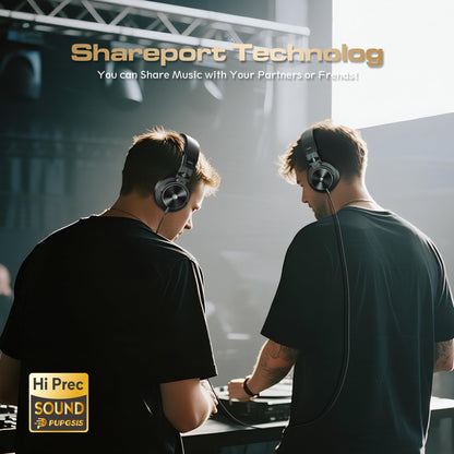 PUPGSIS Over Ear Headphones Wired: Studio Monitor Headphones - Professional 40kHz Hi-Res DJ Stereo Headphones - 1/4 to 3.5mm Audio Jack for Recording/Mixing/Podcast/Guitar/Piano