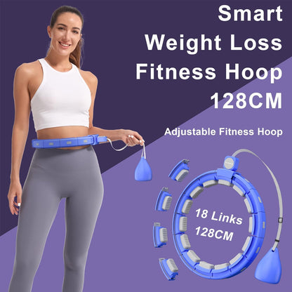 Weighted Workout Hoop for Adult Weight Loss - 50" Plus Size Silent Smart Waist Fitness Circle with Ball - Abs Exercise Equipment for Home… (Purple 3)