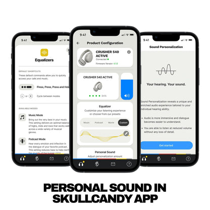 Skullcandy Crusher 540 Active Wireless Bluetooth Headphones with Multi-Sensory Bass, Noise Isolating Over-Ear Fit, Sweat and Water Resistant, 40 Hours Battery, Microphone for iPhone Android - Concrete