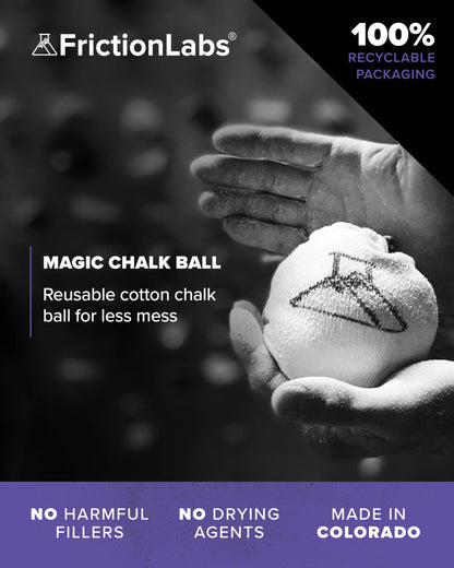 FrictionLabs Magic Chalk Ball, 2.2 oz - Premium Gym Chalk In Refillable Sock - Non Toxic - Great for Climbing, Gymnastics, Weightifting, Crossfit, Pool, Training