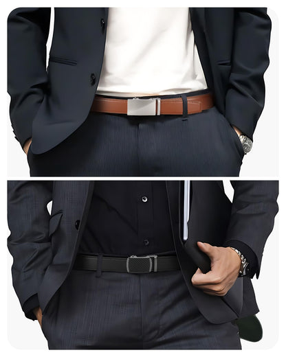 CHAOREN Mens Belt Leather Ratchet Belt 2 Pack - Customizable Fit, Effortless Style (35mm)