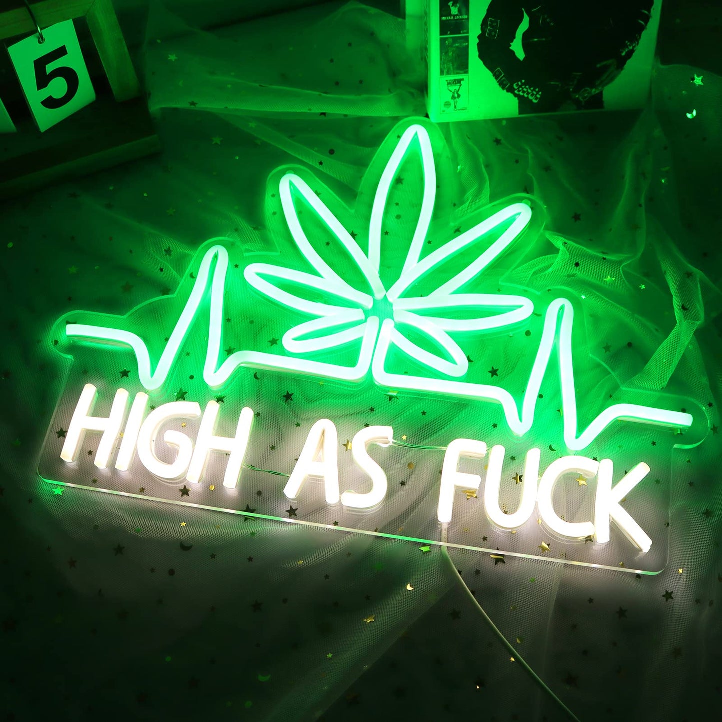 JFLLamp Leaf Weed Neon Signs LED Neon Lights Signs for Wall Decor Bedroom Suitable for Living Room Bar Game Room Hotel Birthday Party Restaurant Christmas Unique Gift for Lover 16 * 12 Inch(Green)