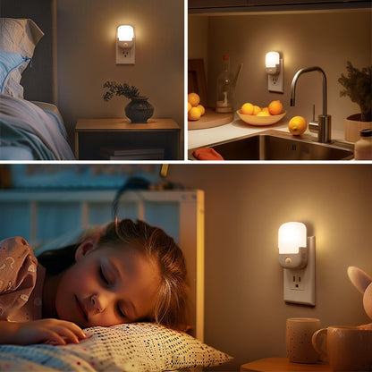 Briignite Night Lights Plug into Wall, Modern LED Night Light Plug in, Dusk to Dawn Sensor, Soft White 3000K, 0-100LM Adjustable Brightness, Dimmable NightLight for Hallway, Bedroom, Stairway, 2 Pack