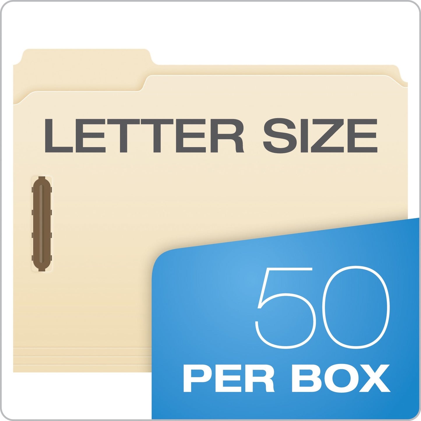 Pendaflex Fastener File Folders, 2 Fasteners, Pockets with Prongs, File Organizers for School, Home and Office, Letter Size, Manila, 1/3 Cut Tabs, in Left, Right, Center Positions, 50 Per Box (FM213)