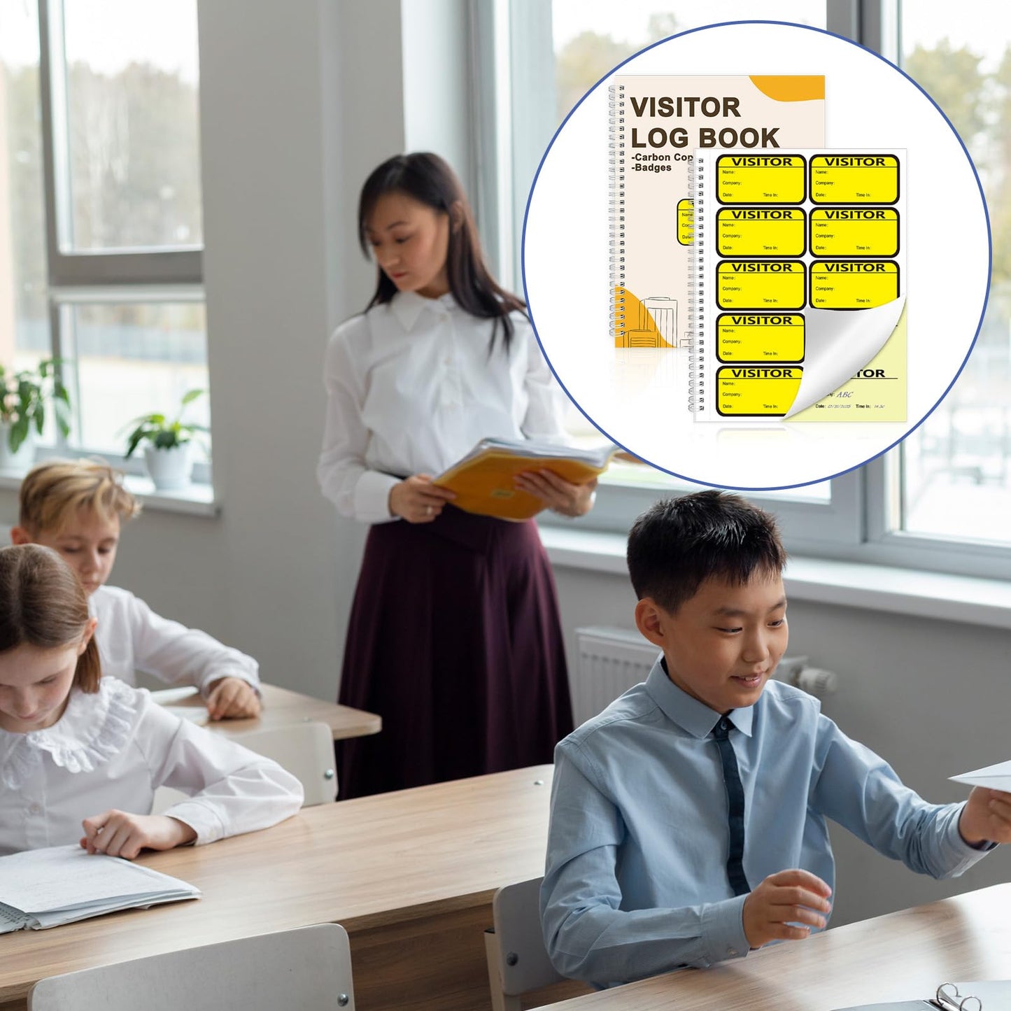 3 Pack Visitor Badges with Carbon Copy Visitor Stickers Letter Size Visitor Log Book Protecting Privacy Pages School Church Business Pass 450 Visitor Badges Guest Register Book 90 Memo Pages (3)