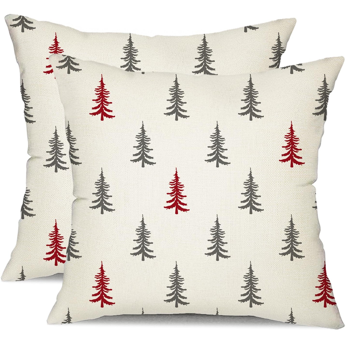 DFXSZ Christmas Pillow Covers 18x18 inch Set of 2 Christmas Tree Decorative White Throw Pillow Covers Winter Famliy Decoration for Home Couch TH-30G18