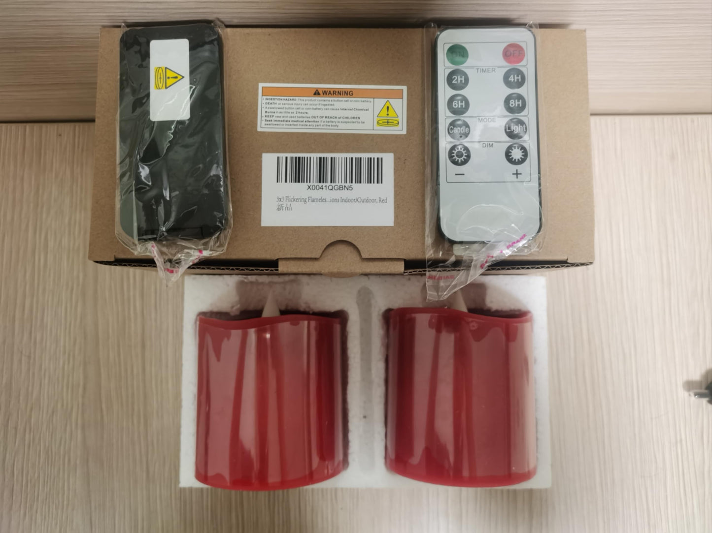 ASLDOIWEH 3x3 Flickering Flameless Candles Set of 2, 2AA Battery Life 600 Hours Battery Candles Flickering with Timer, 3 inch Flameless Candles with Remote for Indoor/Outdoor, Red
