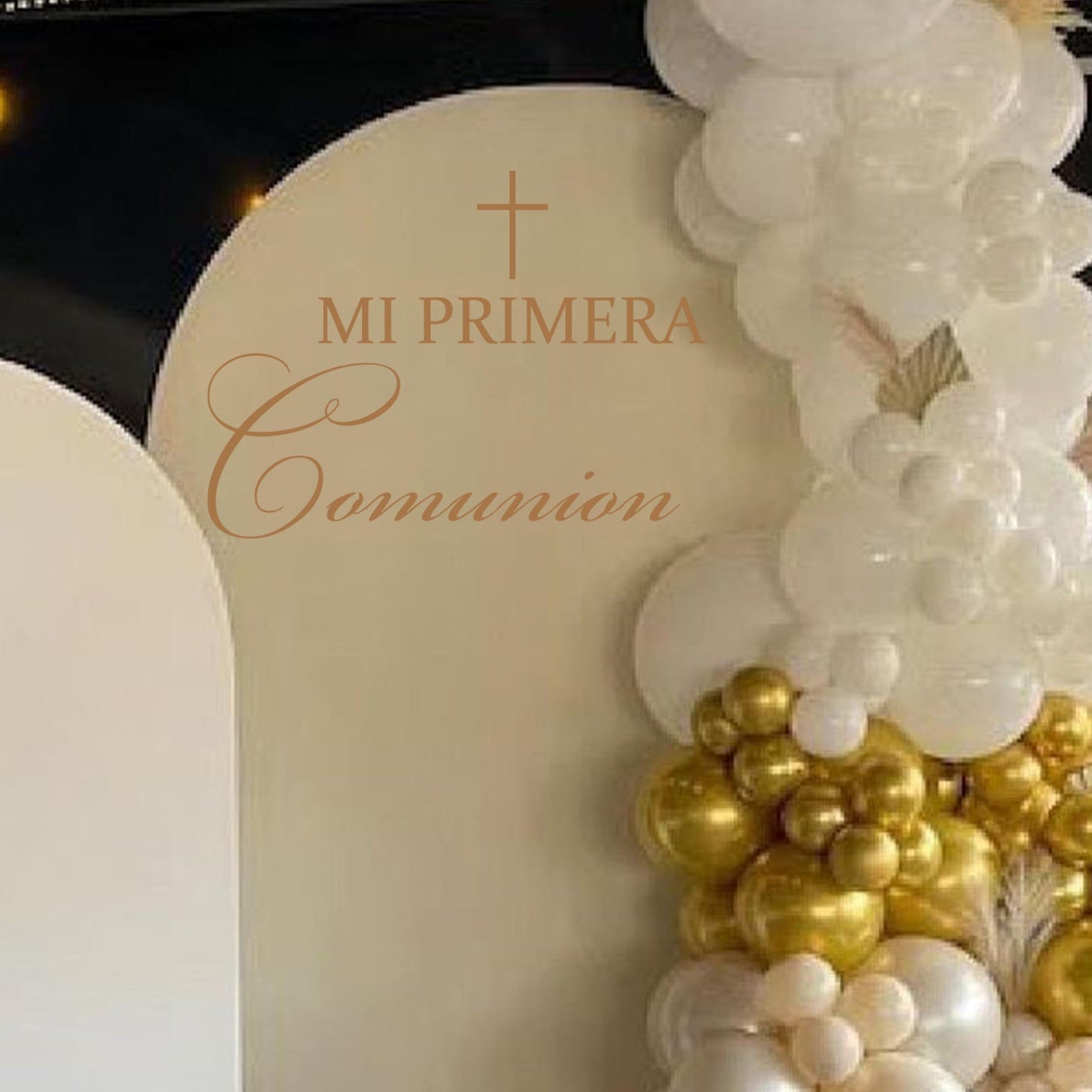 Caption God Bless Decal - Golden Baptism First Communion Party Decorations, God Bless Baptism Balloon Arch Decal for Boys Girls