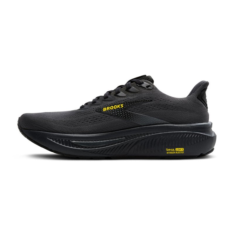 Brooks Men’s Ghost 17 Neutral Running Shoe - Ebony/Black/Yellow - 7 Medium