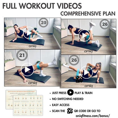 ANIQ® Fabric Resistance Bands – Non-Slip Booty Bands Set – 3 Levels for Legs, Glutes & Physical Therapy – Washable Cloth Loop Workout Exercise Equipment with Carry Bag, Headband for Pilates & Yoga