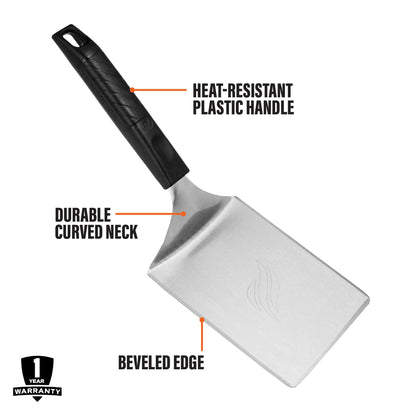 Blackstone Hamburger Spatula Heavy Duty Plastic Handle Large Stainless Steel Food Grade Flat Top Griddle Accessories-Hamburger Pancake Flipper– Grill Scraper Utensil for Home Kitchen Restaurants