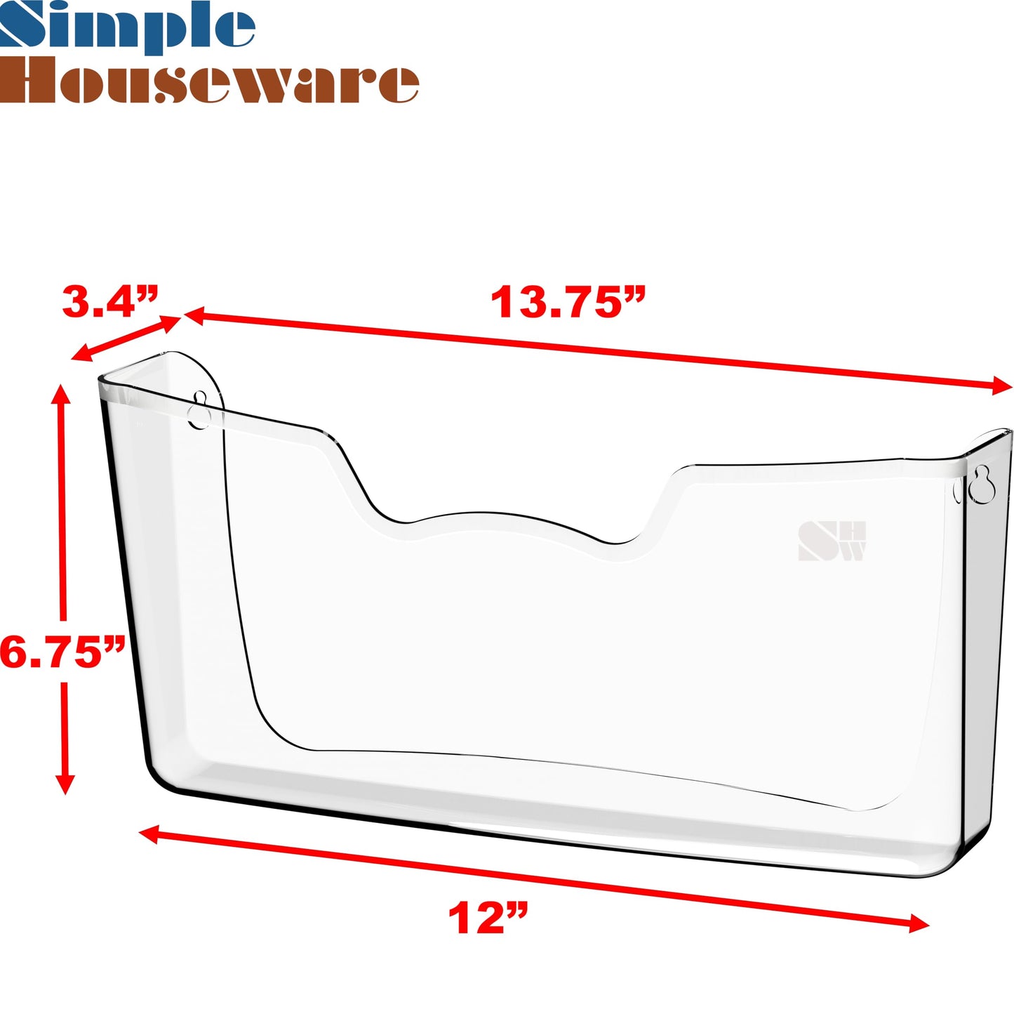 Simple Houseware Clear Wall Mount Pocket Document Organizer for Hanging File Holder
