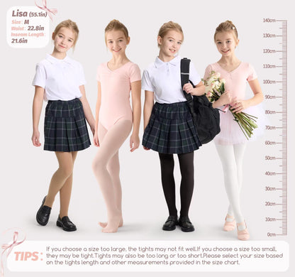 SKIDREAM 3 Pack Girls Ballet Tights 50D Ultra Soft Opaque Footed Stockings