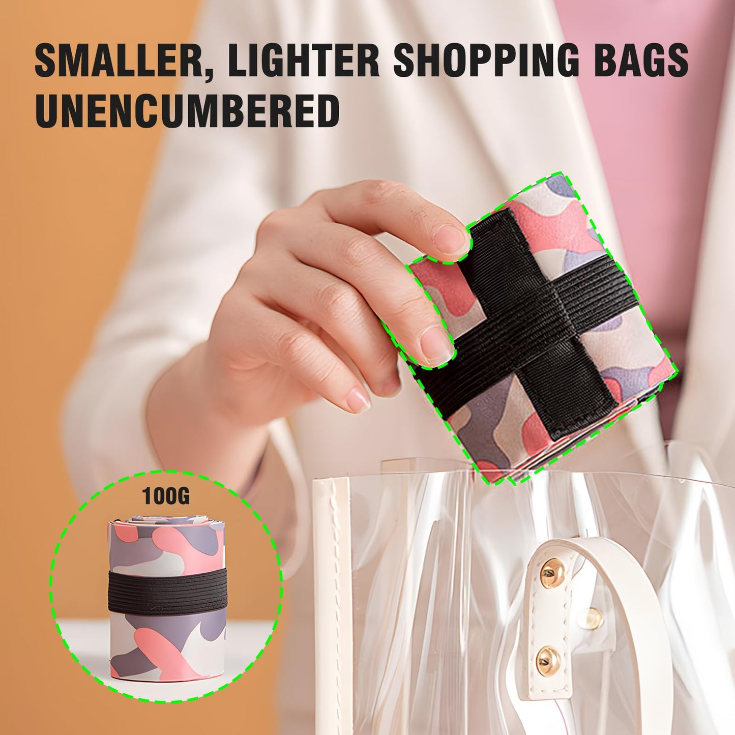 ACCADJEN Foldable Reusable Grocery Bags, Heavy Duty Waterproof Shopping Bags, Portable Travel Tote for Grocery, Beach, Camping