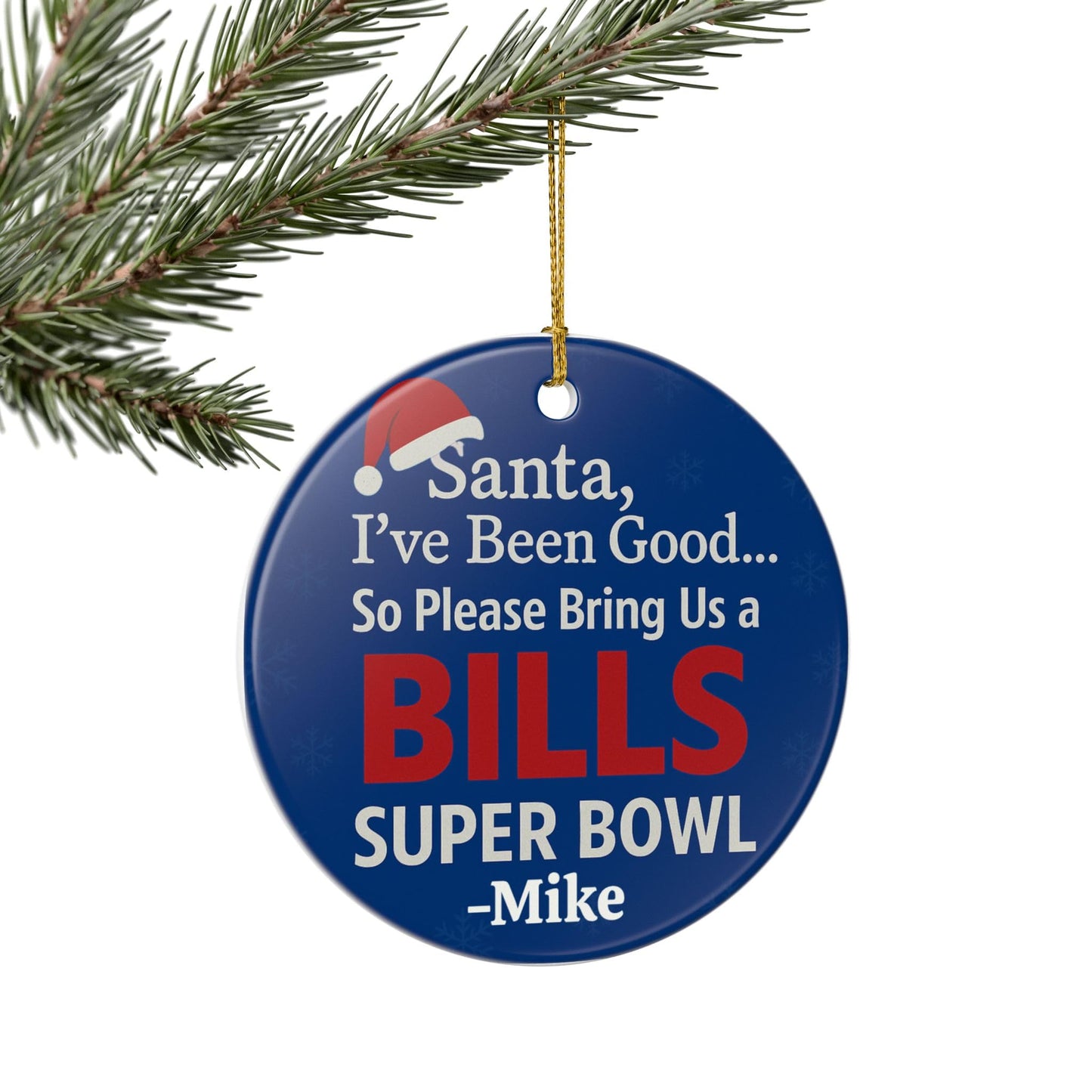 Santa I’ve Been Good Bills Ornament – Funny Football Christmas Ornament – Personalized Buffalo Fan Gift – Custom Name Xmas Tree Decoration – Sports Humor Holiday Decor (Ceramic, 1)