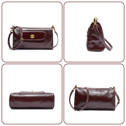 SHESTORY Women's Small Soft Genuine Leather Shoulder Handbag Fashion Crossbody Bags for Lady (Wine)