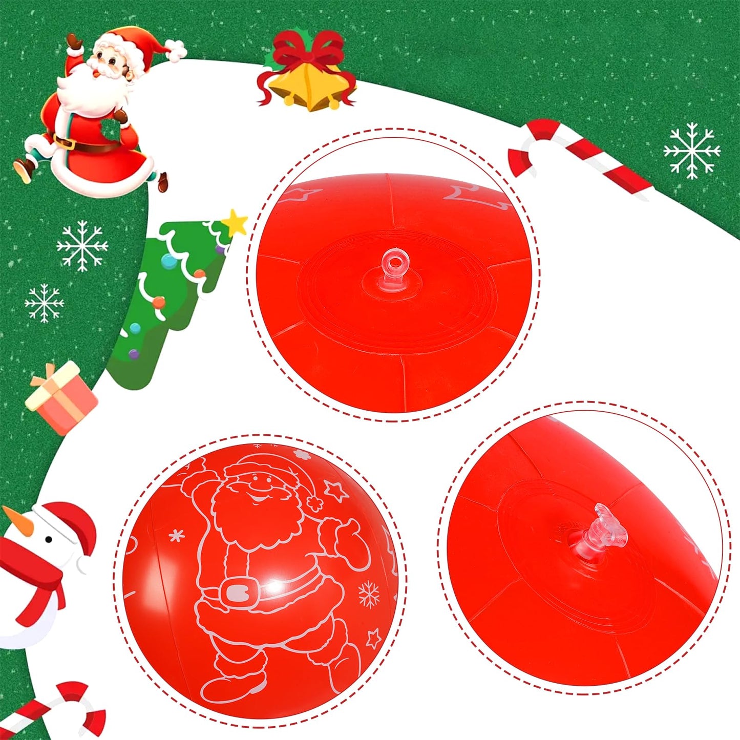 TaoQ C 4 PCS 16 Inch Christmas Inflatable Balloons PVC Hanging Christmas Inflatable Outdoor Balls for Xmas Garden Lawn Yard Holiday Front Door Decoration
