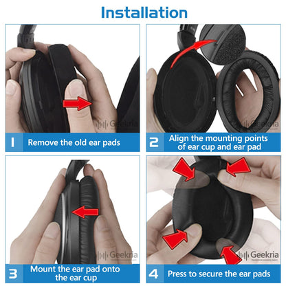 Geekria Comfort Velour Replacement Ear Pads Compatible with Sennheiser Game ONE, PC360, PC363D, PC373D Headphones Ear Cushions, Repair Parts with Video Guide (Black)