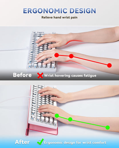 Ergonomic Computer Keyboard Stand for Desktop (Clear Pink), Keyboard Tilted Elevated Rack Key Board Holder Riser Stand for Office Home Desk Work