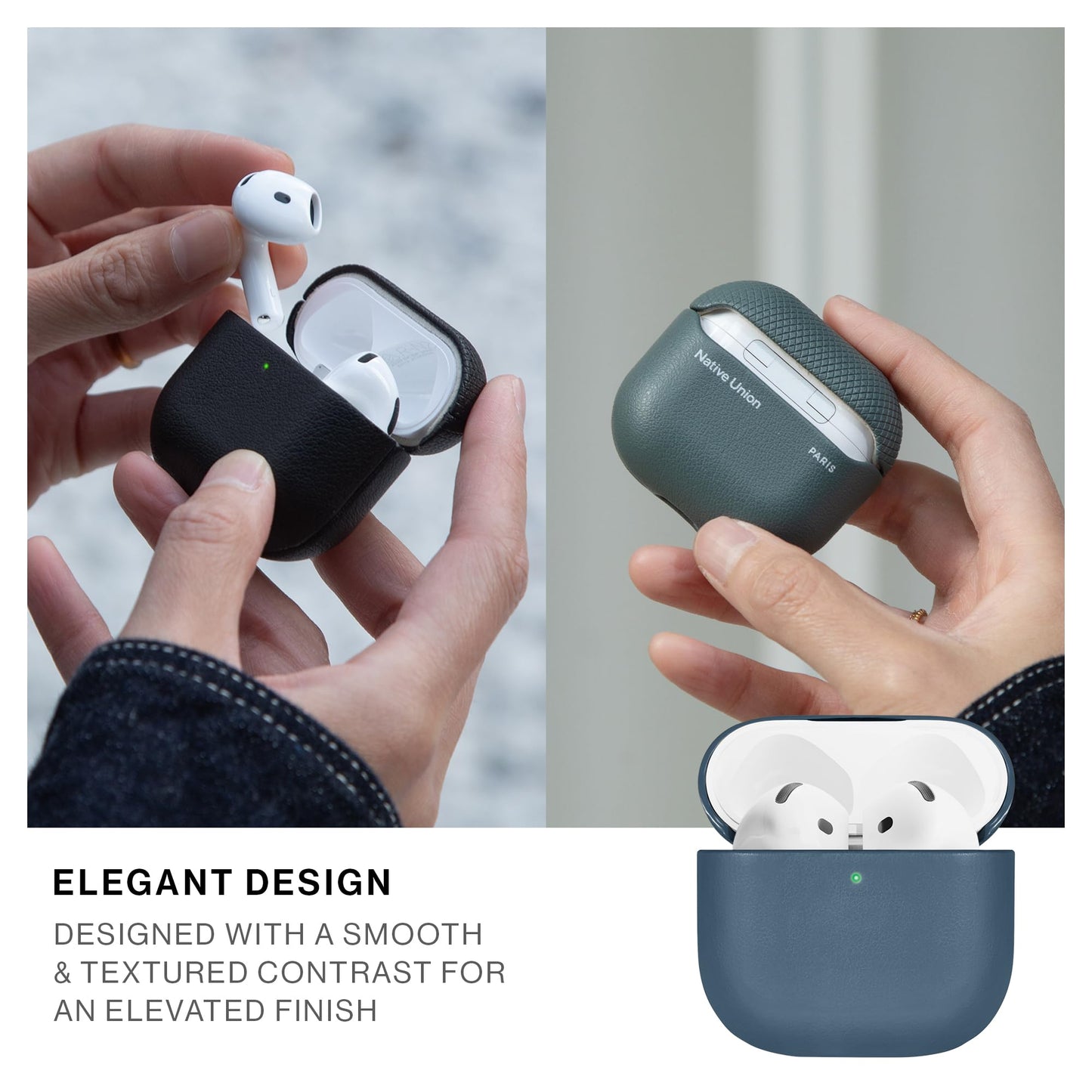 Native Union (Re) Classic Case for AirPods 4 – Premium Resistant & Recycled Materials – Durable Protection – Supports Wireless Chargers – Compatible with AirPods 4 (Navy)
