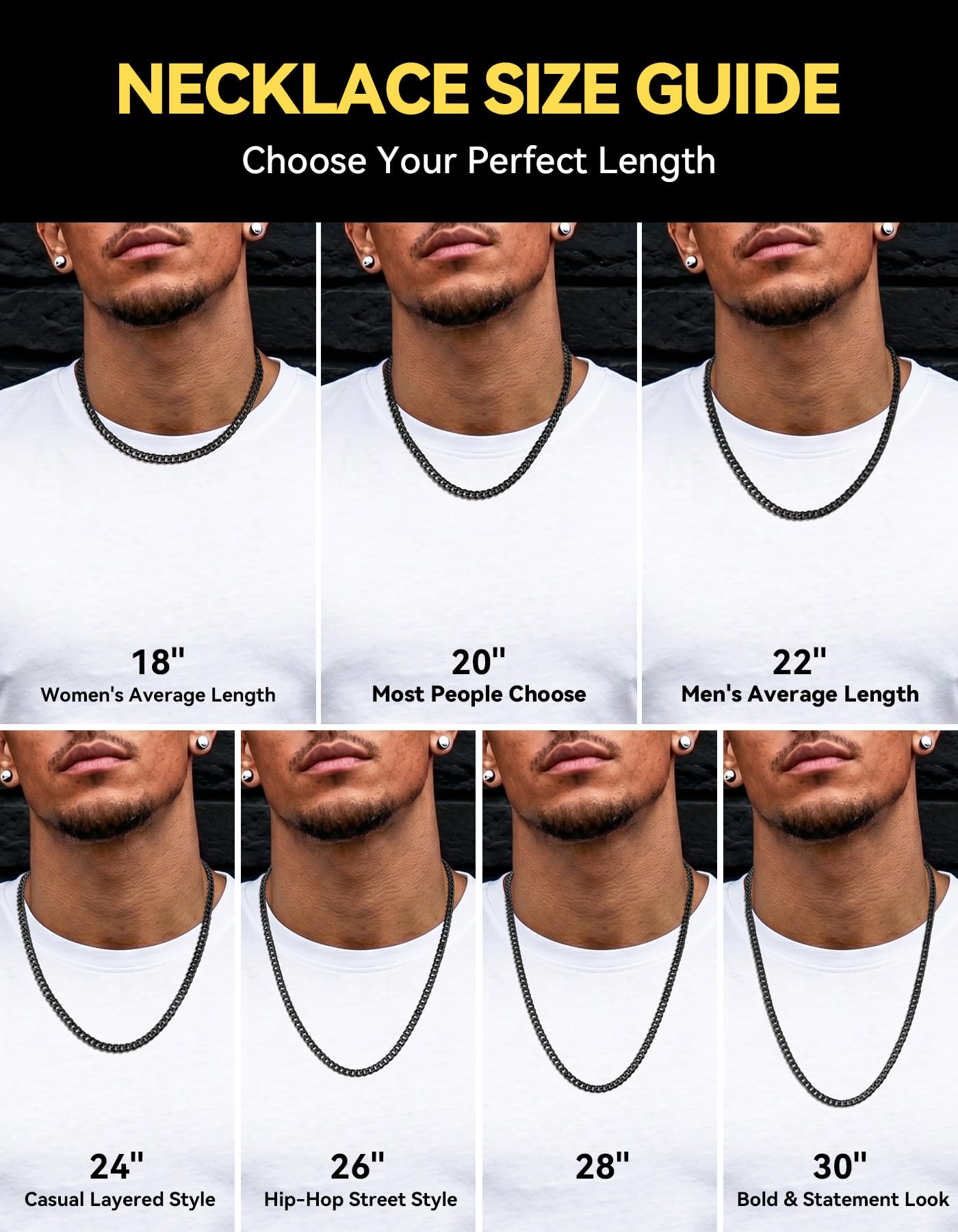 ChainsHouse Black Chain for Men Stainless Steel Cuban Link Chain Miami Necklace Hip Hop Metal Plated Women Jewelry