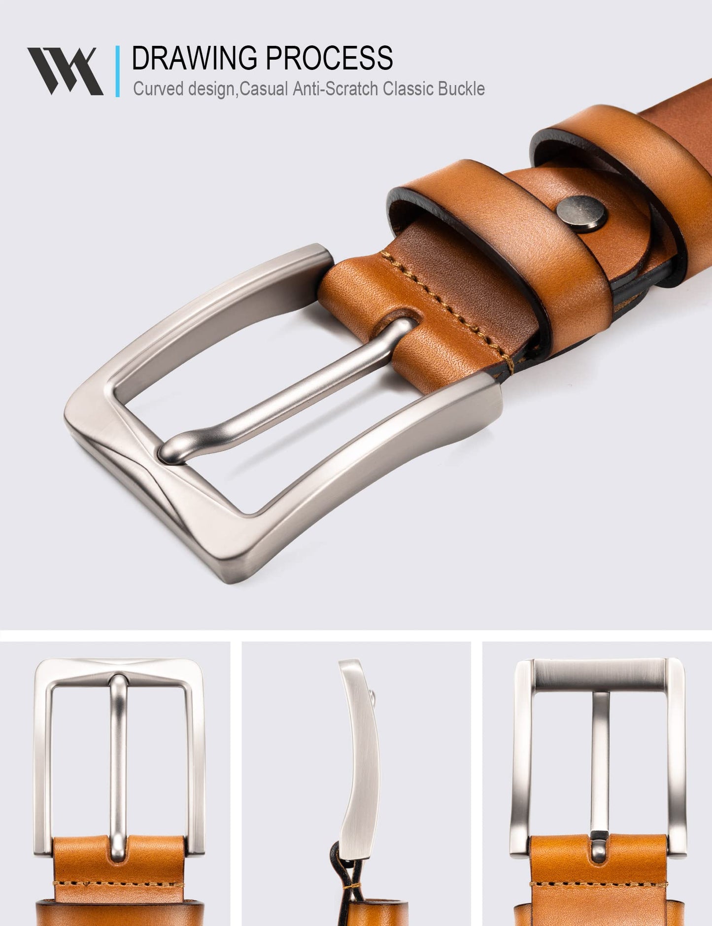 WOLFANT 1.5" Full Grain Leather Belt for Men in Gift Box,100% Italian Real Solid Leather