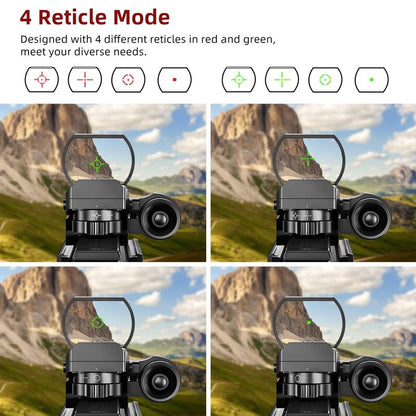 CVLIFE 1X22X33 Reflex Sight Red Dot Sight Red Green 4 Reticle Optics with Laser and Pressure Pad Switch for 20mm Rail