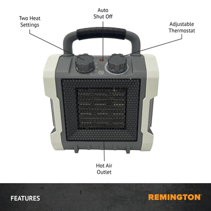 Remington 1500W Heavy-Duty Electric Heater Portable Electric Heater for Garage, Workshop, or Jobsite (REM-222A-120)