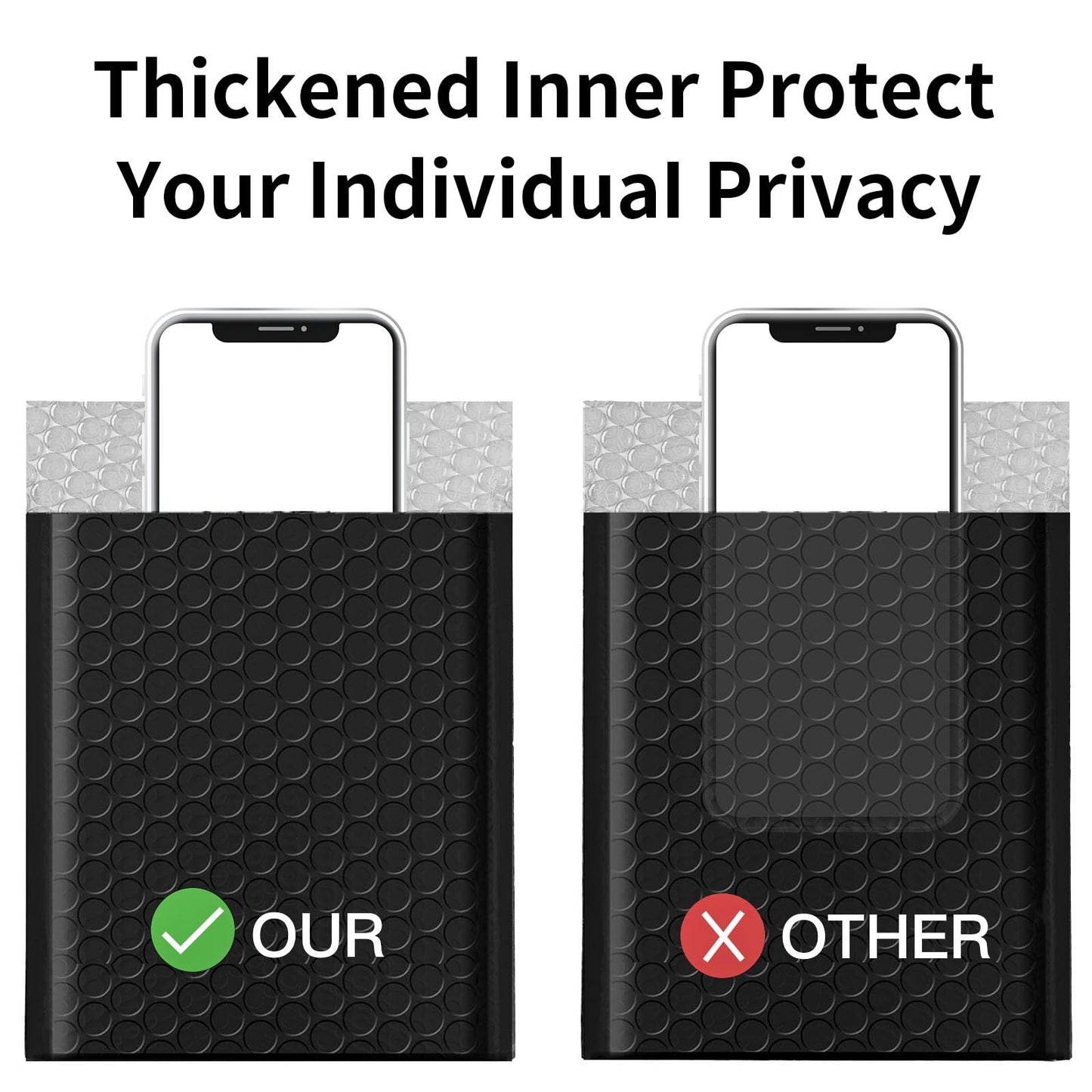 Proprobag 8.5 x 11 Bubble Mailers 50 Pack - Outer Size 9x12 Heavy Duty Black Padded mailer with Self Seal, Waterproof Shipping Envelopes, Bubble Wrap Protection for Ecommerce, Non See Through