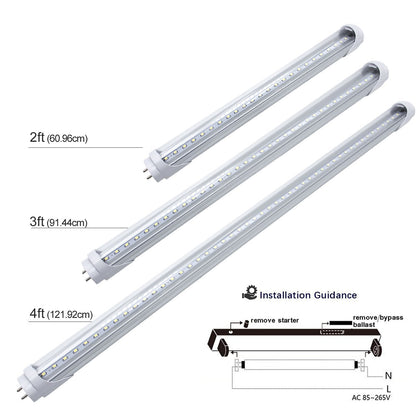 LightingWill LED T8 Light Tube 3FT, Daylight White 5000K, Dual-End Powered Ballast Bypass, 1600Lumens 15W (32W Fluorescent Equivalent), Clear Cover, AC85-265V Lighting Tube Fixtures, 4 Pack