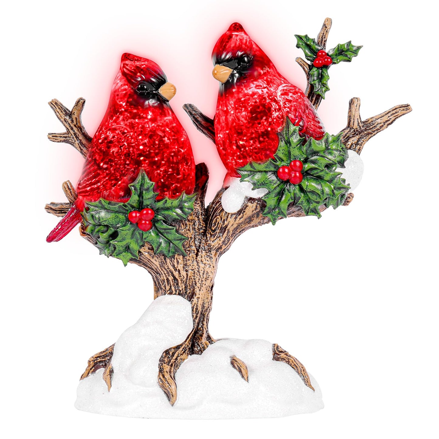 9.8 inch Christmas Snow Globes Cardinal with Music 6H Timer USB and Battery Powered Lighted Glitter Water Lantern Cardinal Snow Globe for Christmas Festival Decoration Gifts
