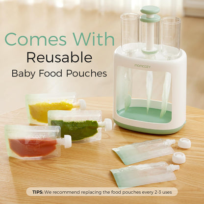 Momcozy Squeeze Station For Homemade Baby Food,Pouch Filling Station For Puree Food For Babies&Toddlers,No Food Splashing,Dishwasher Safe,BPA-Free,With Reusable Bags