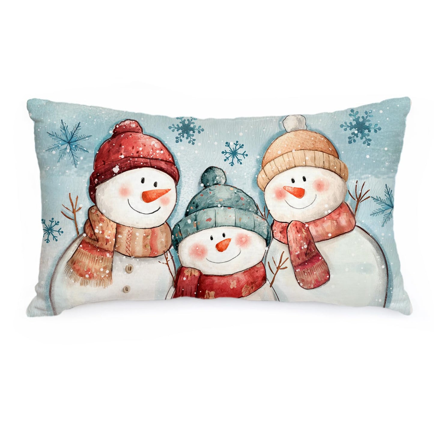 AACORS Winter Pillow Cover 12x20 Inch Cute Snowman Snowflake Decoration Holiday Seasonal Farmhouse Pillow Case Decor for Home Sofa Couch (Blue) AA767-12