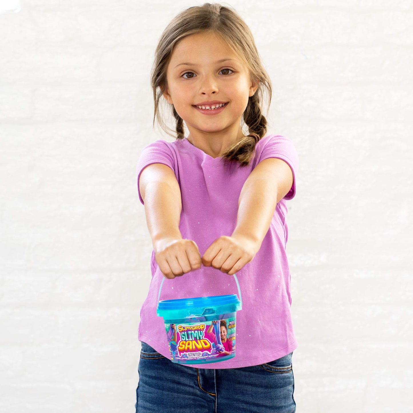SLIMYSAND by Horizon Group USA, 1.5 lbs of Berry Scented Moldable, Stretchable, Expandable Cloud Slime, Blue & Purple Marbled, Slimy Play Sand in Reusable Bucket, Non Stick, Sensory Activity