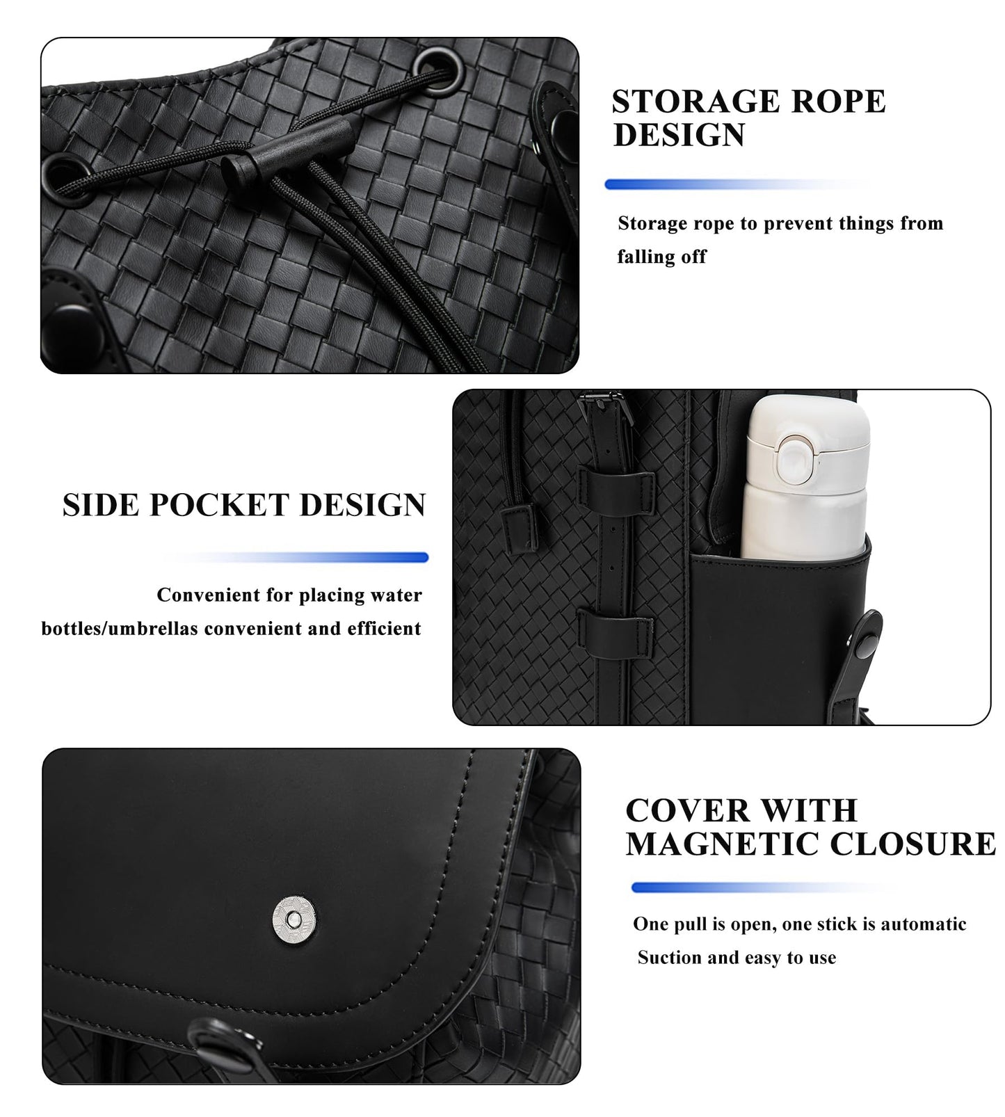 KingTo Laptop Backpack for Men Luxury Anti-Theft Travel Backpack Casual Business Waterproofing Computer Bag (A-woven black-1)