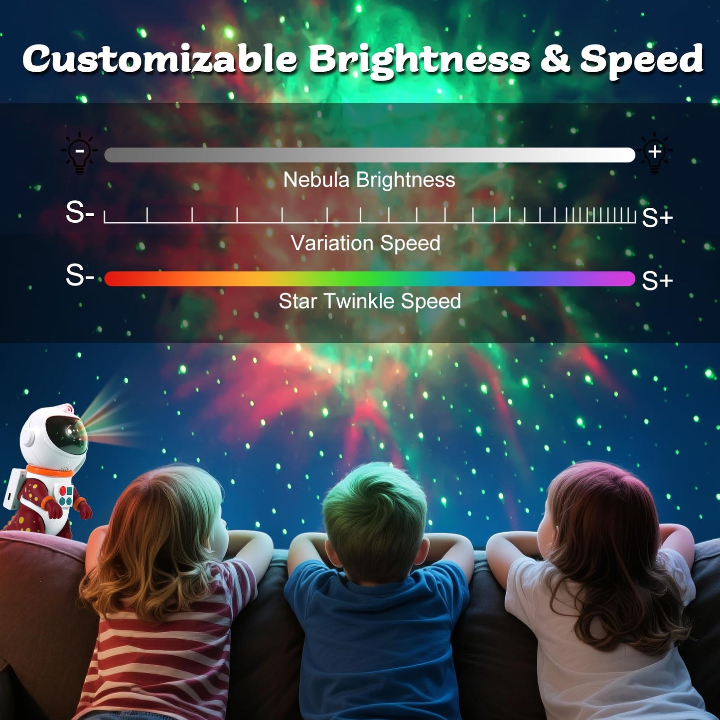LOVME Galaxy Star Projection Night Light, Dinosaur Astronaut Space Projector with 8 Modes Starry Nebula Effects, Timer & Remote Control, Bedroom Ceiling Decor for Kids, Christmas Birthday Gift(Red)